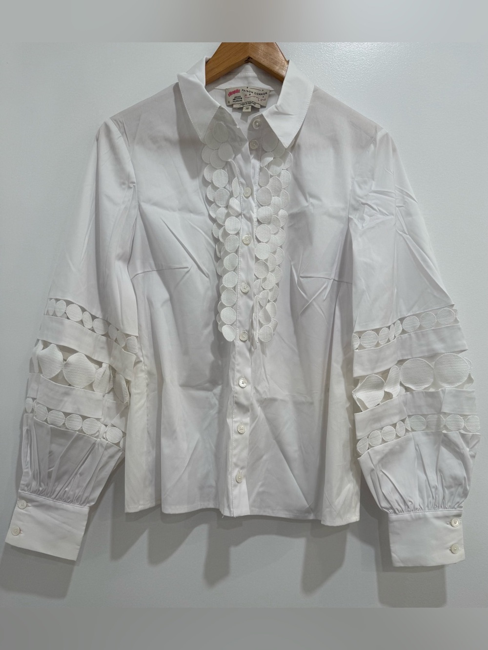 MAISON COMMON Polka dot braid‎ adorned cotton blouse  Sz M